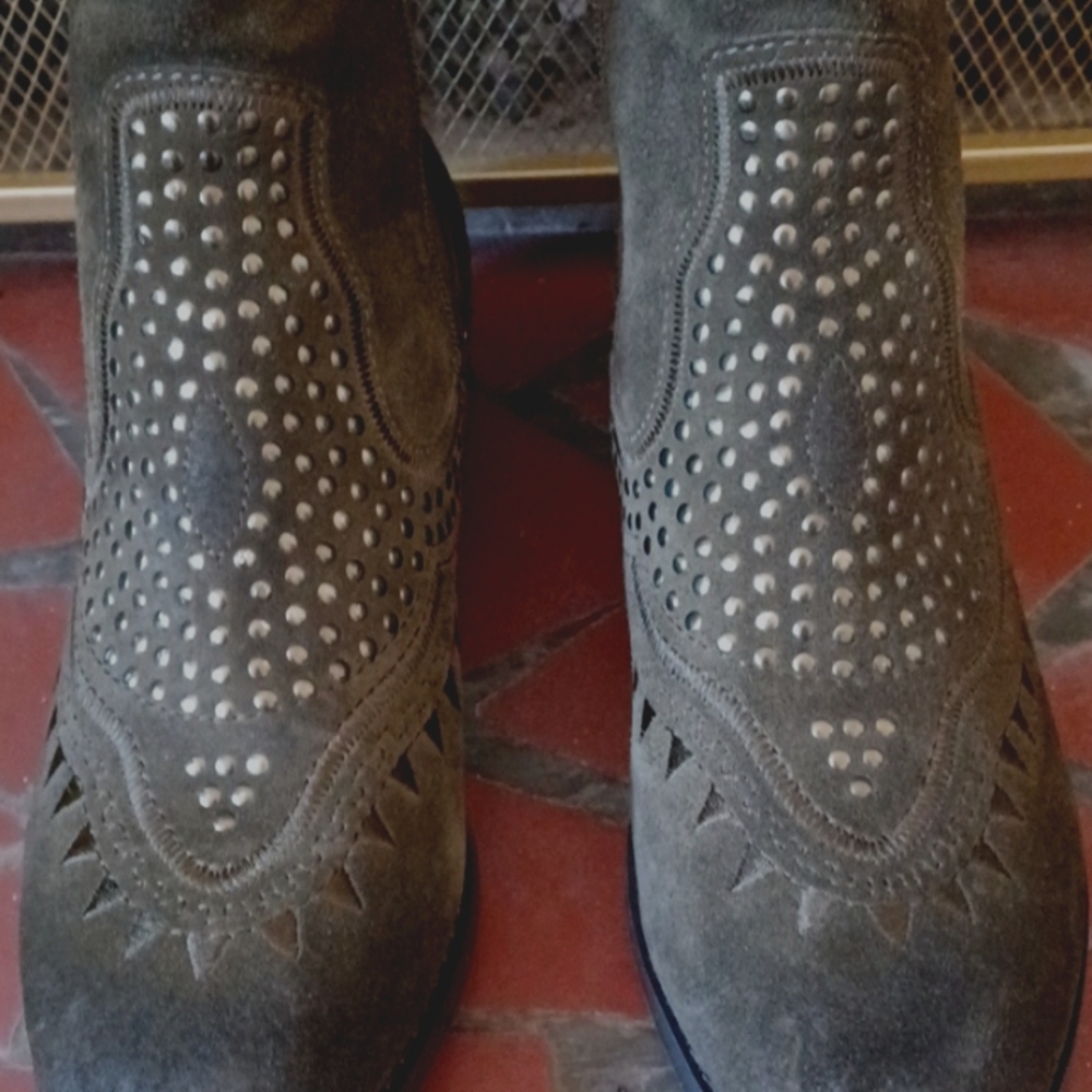 L'Artiste - Sarita Spring Step Green Suede Leather Western/Boho Boots EUC - Picture 6 of 14